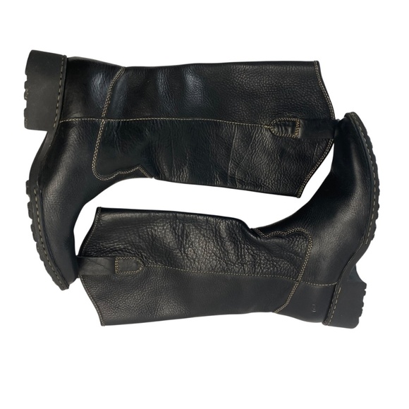 BORN Unisex Shavano Western Black Pebble grained Leather Pull-on Boots - Picture 7 of 11